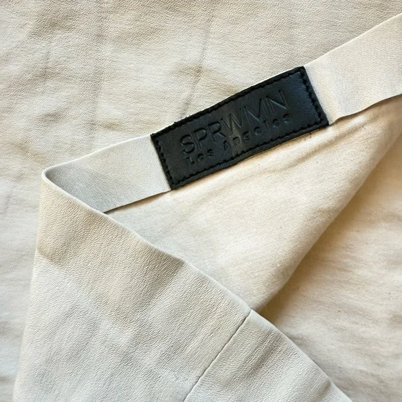 SPRWN LEATHER tube top beige cream size small retail $495 - Picture 2 of 5